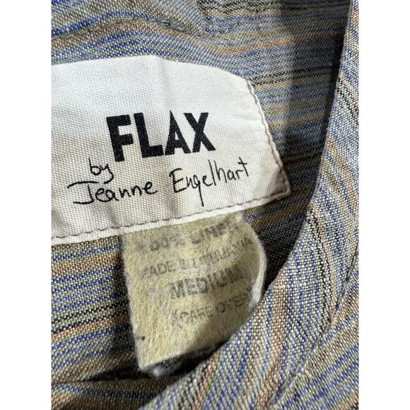 Flax By Joanne Engelhart VTG Top Women’s M Multi Striped Linen Short Sleeve - Picture 2 of 5